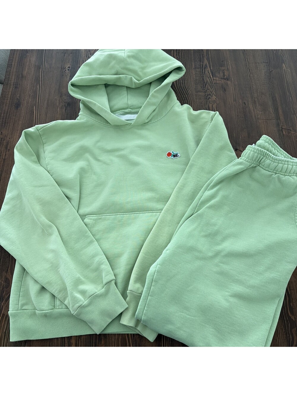 Melody Ehsani ME. Women's Rose Sweatsuit Joggers & Hoodie Size M Lime Green Set